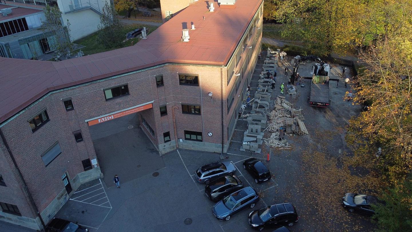 Aerial view of the Linjen construction site outside the Oslo School of Architecture and Design